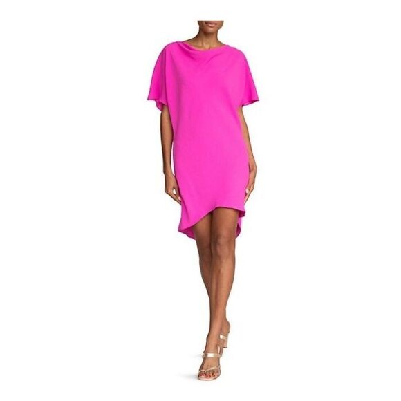 Trina Turk Womens Islet Asymmetrical Mini Dress S Small Pink short sleeve NWT - Picture 1 of 7